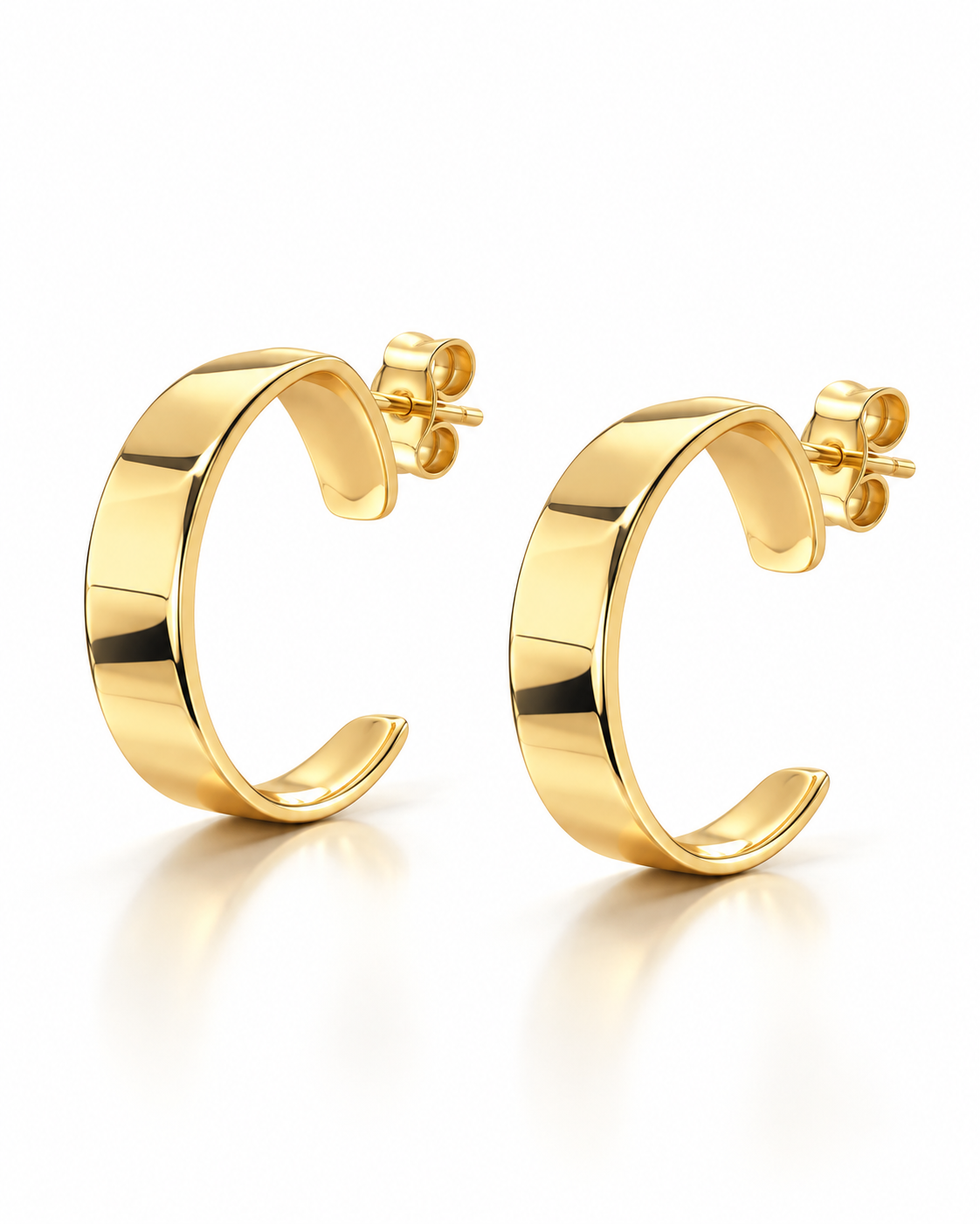 Modern Flat Gold Huggie Earrings