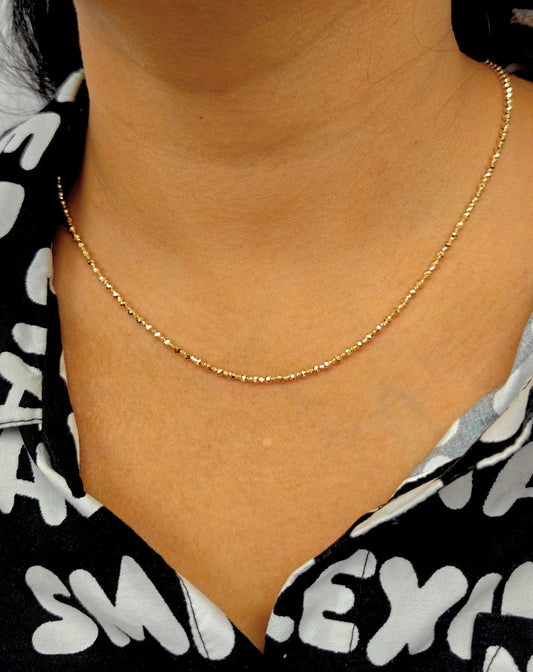 18kt Bead Gold Chain - Diamond Cut - Kakadia Jewels
