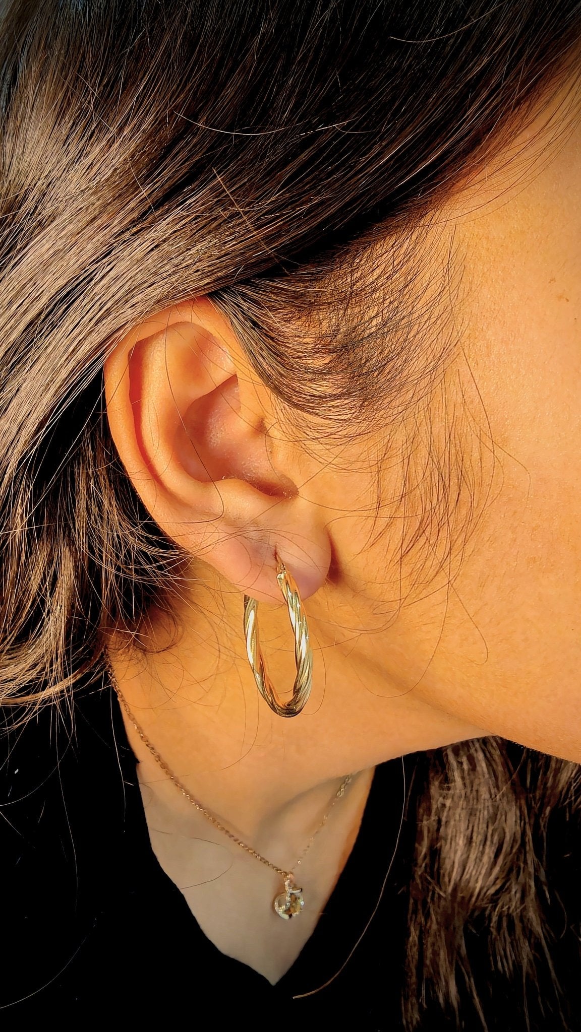 18kt Twisted Hollow Gold Hoops - Kakadia Jewels