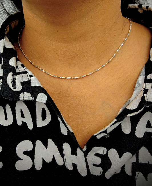 18kt Two Tone Bead Gold Chain - Diamond Cut - Kakadia Jewels