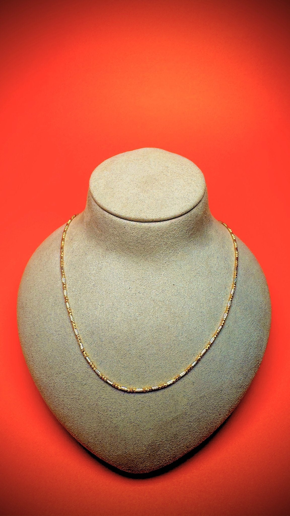 18kt Two Tone Bead Gold Chain - Diamond Cut - Kakadia Jewels