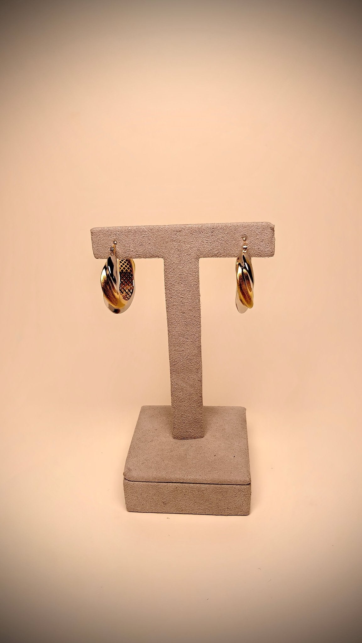 18kt Two - Tone Gold Hoop Earrings - Kakadia Jewels