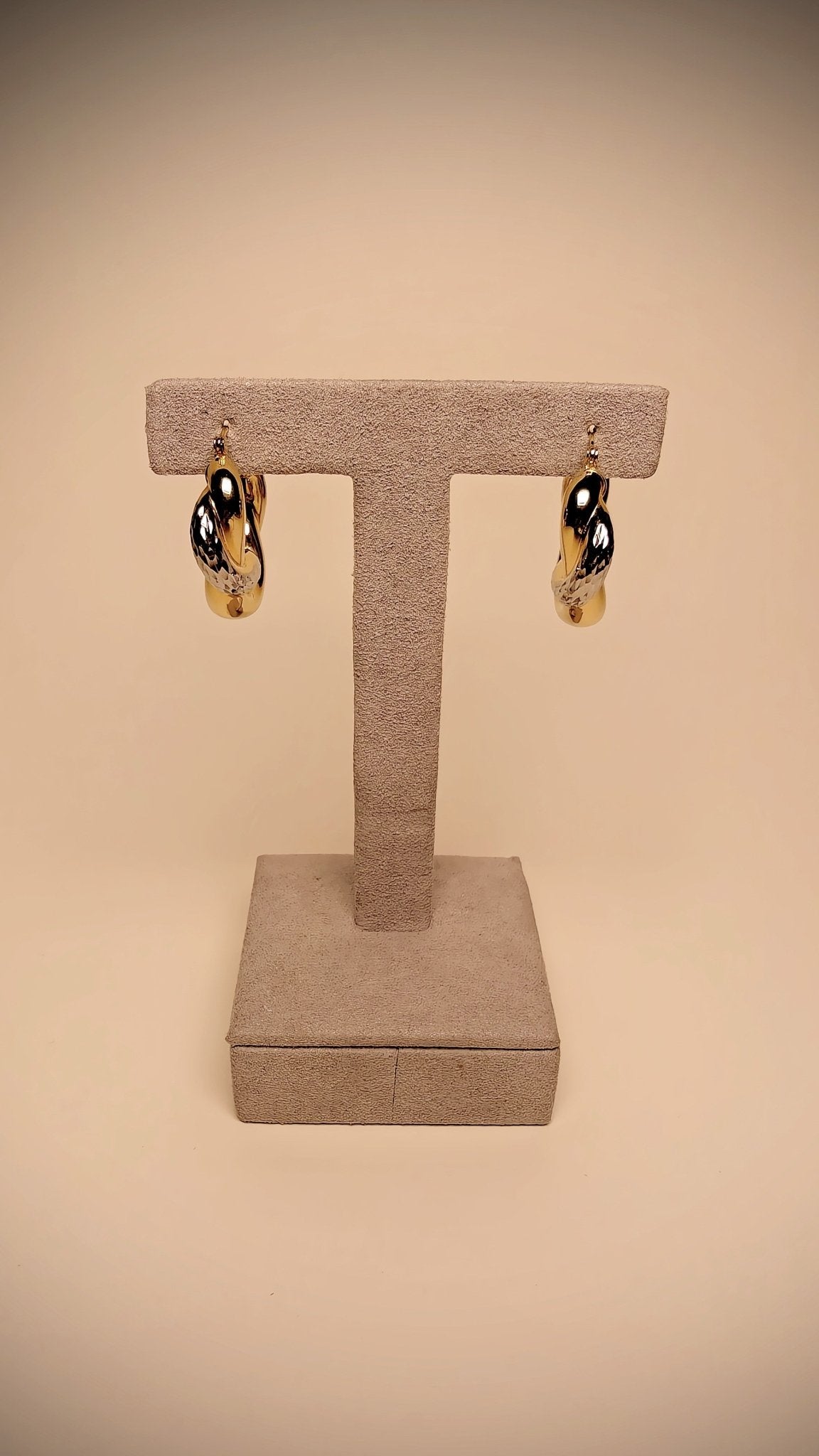 18kt Two - Tone Gold Hoop Earrings - Kakadia Jewels