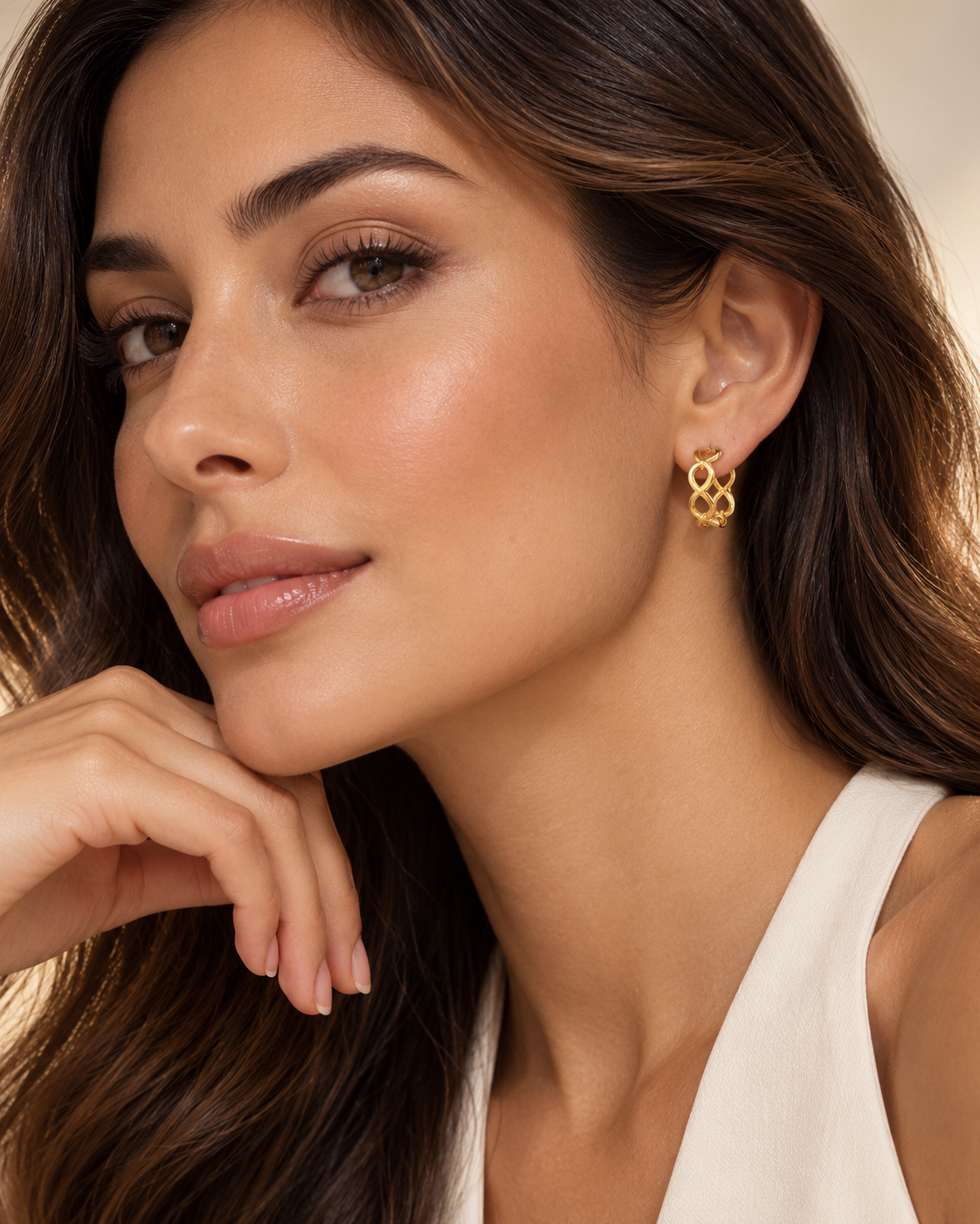 Infinity Link Gold Stud Earrings