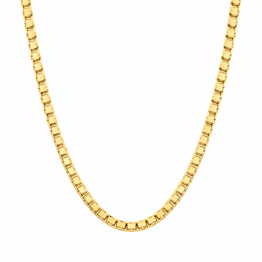 10K Gold Box Chain Necklace - Kakadia Jewels