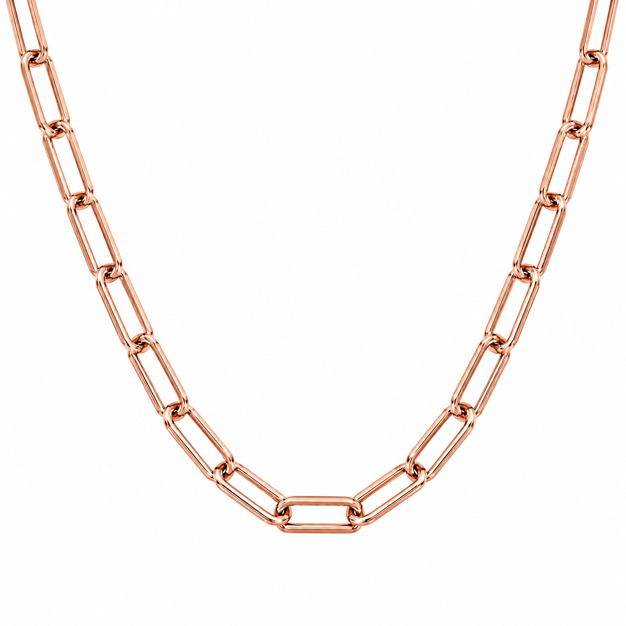 10K Gold Hollow Paperclip Chain Necklace - Kakadia Jewels