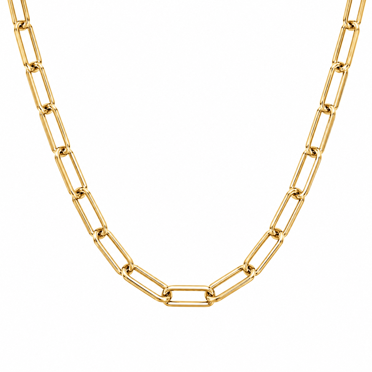 10K Gold Hollow Paperclip Chain Necklace - Kakadia Jewels