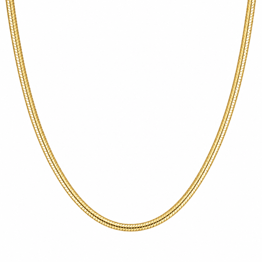 10K Gold Oval Snake Chain Necklace - Kakadia Jewels