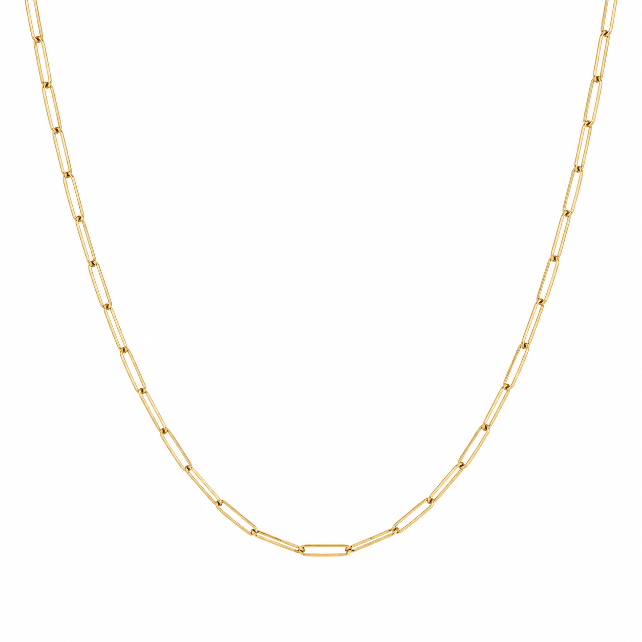 10K Gold Thin Paperclip Chain Necklace - Kakadia Jewels
