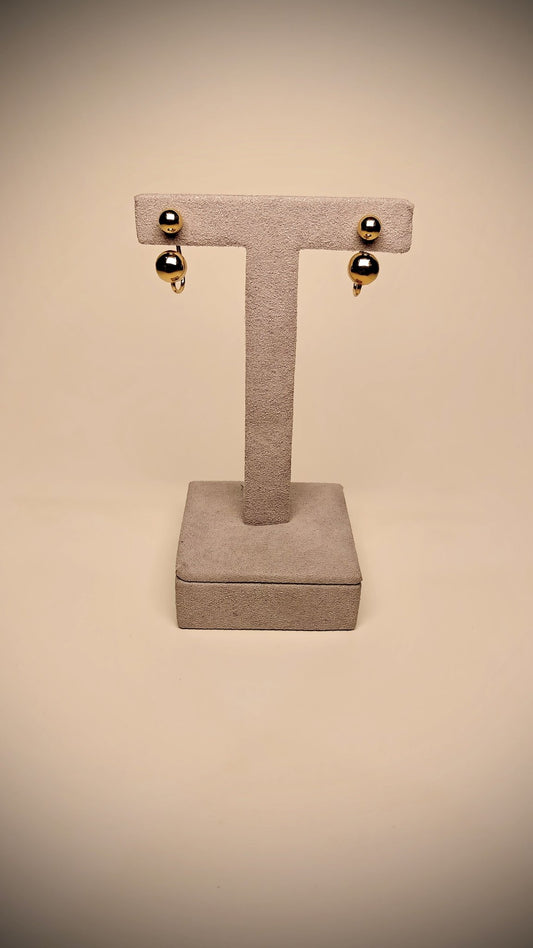 18kt Double Sphere Gold Earrings - Kakadia Jewels