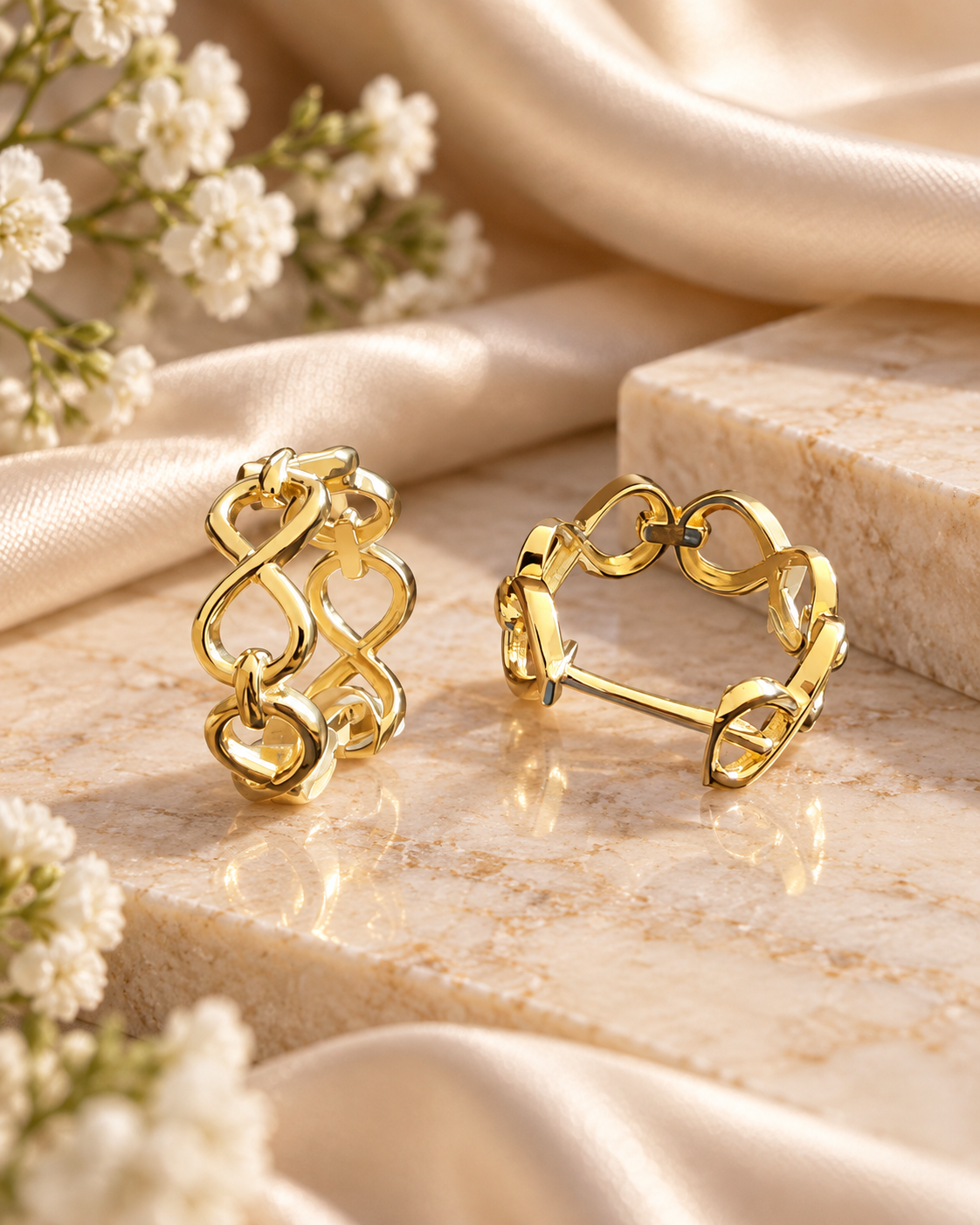 Infinity Link Gold Stud Earrings