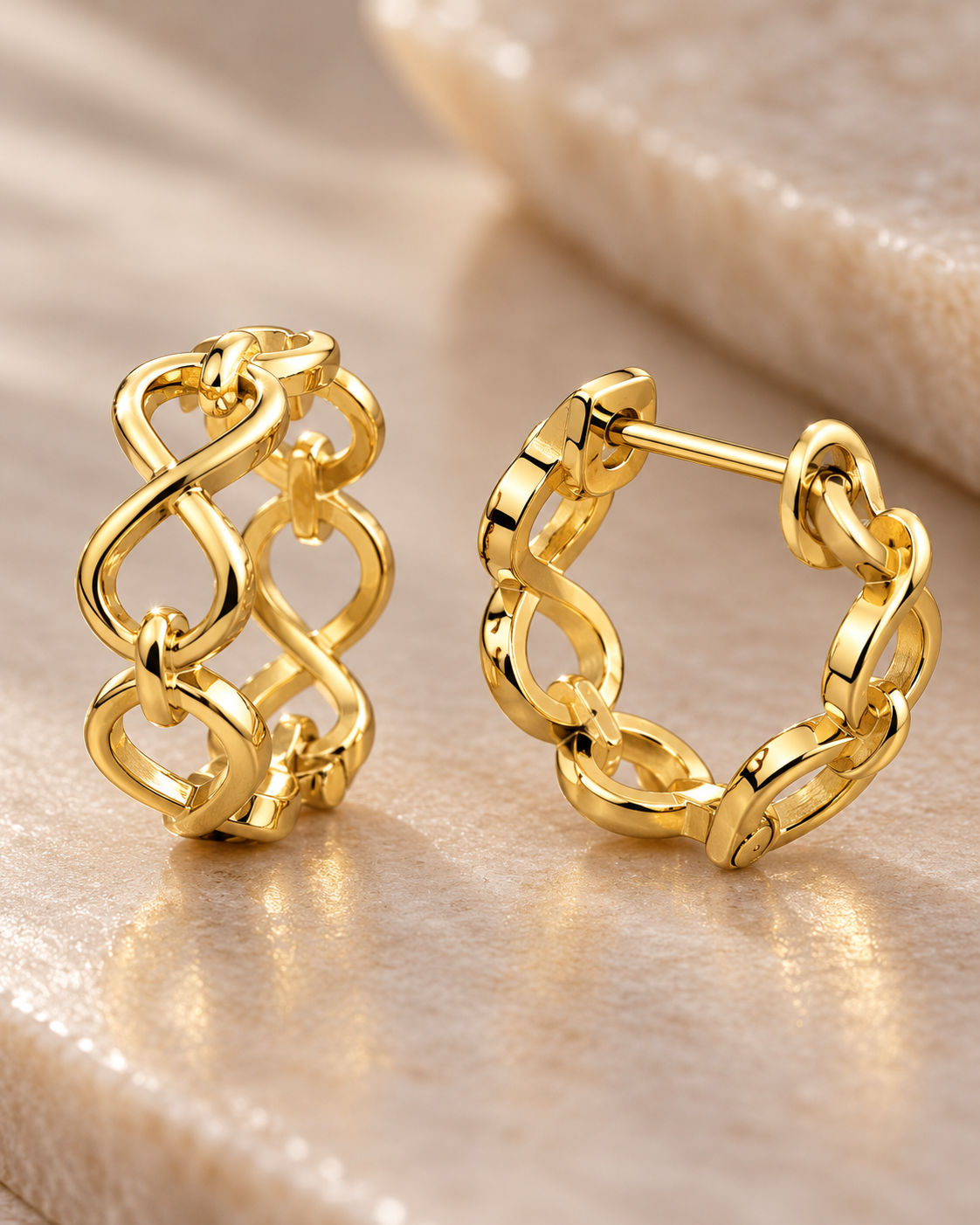 Infinity Link Gold Stud Earrings