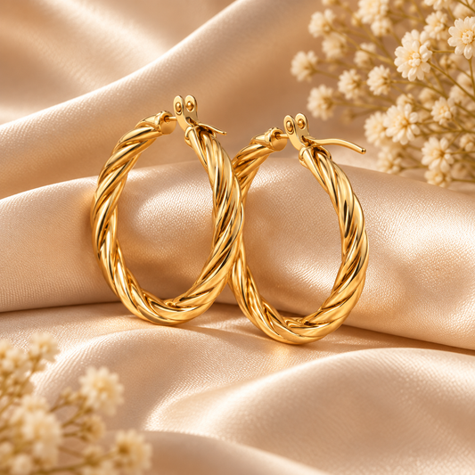 Classic Twisted Rope Gold Hoop Earrings