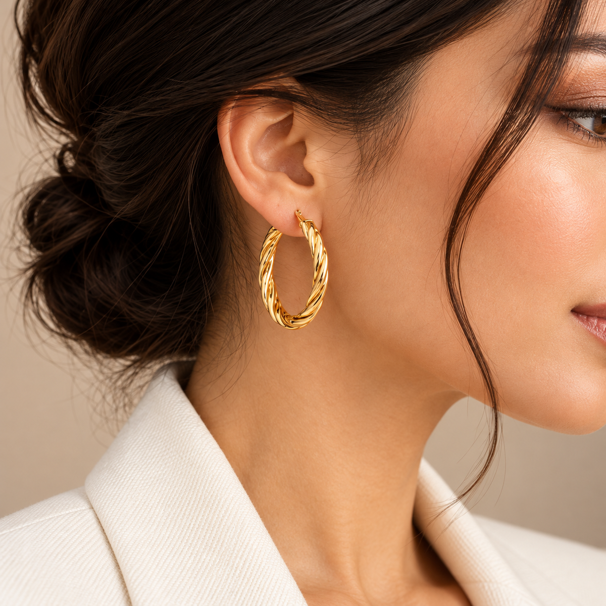 Classic Twisted Rope Gold Hoop Earrings