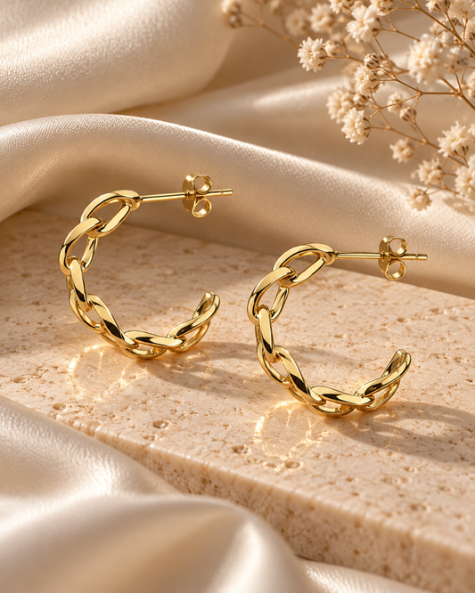 Cuban Link Gold Hoop Earrings
