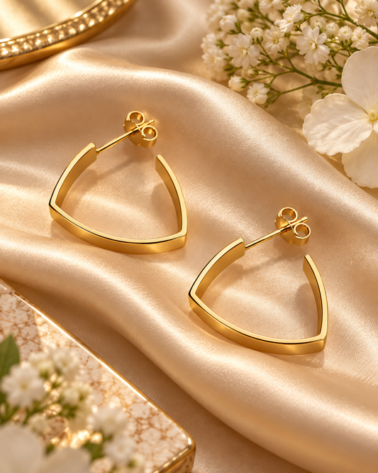 Minimalist Geometric Gold Hoop Earrings