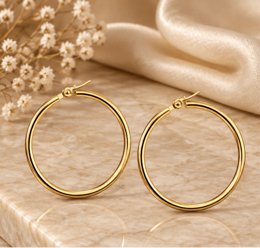 Classic Thin Gold Hoop Earrings - Kakadia Jewels