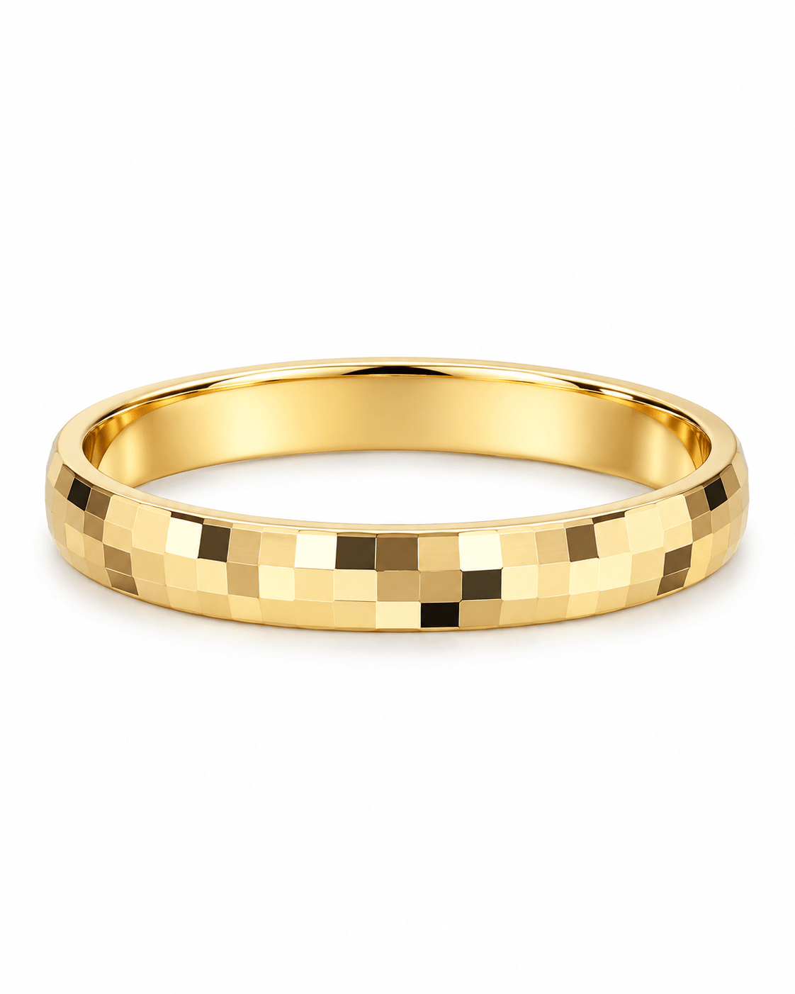 Diamond-Cut Faceted Yellow Gold Band - Kakadia Jewels