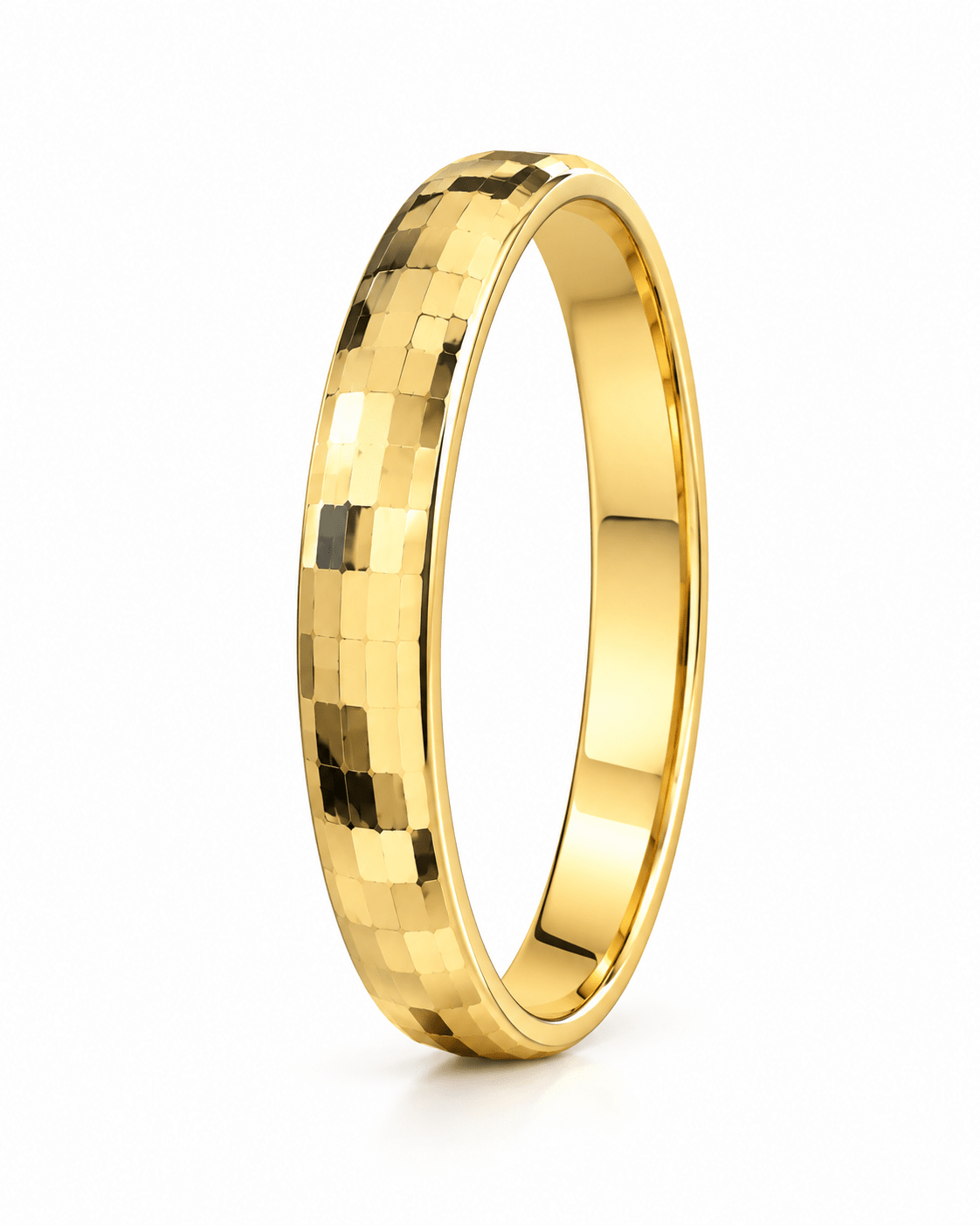 Diamond-Cut Faceted Yellow Gold Band - Kakadia Jewels