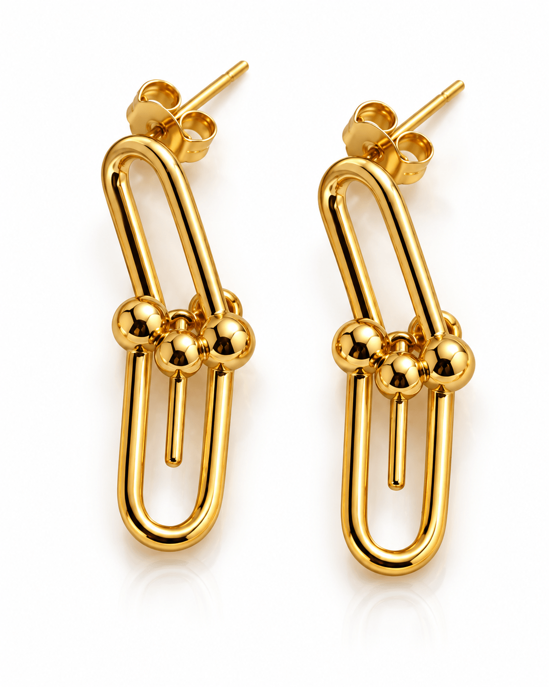 Modern Paperclip Gold Drop Earrings - Kakadia Jewels