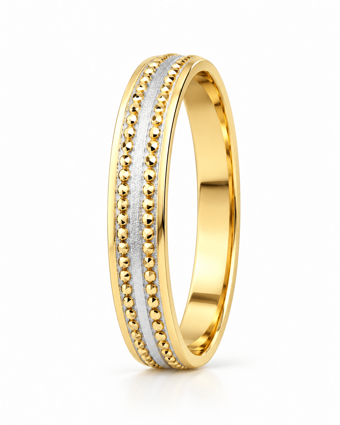 Slim Two-Tone Milgrain Accent Band - Kakadia Jewels
