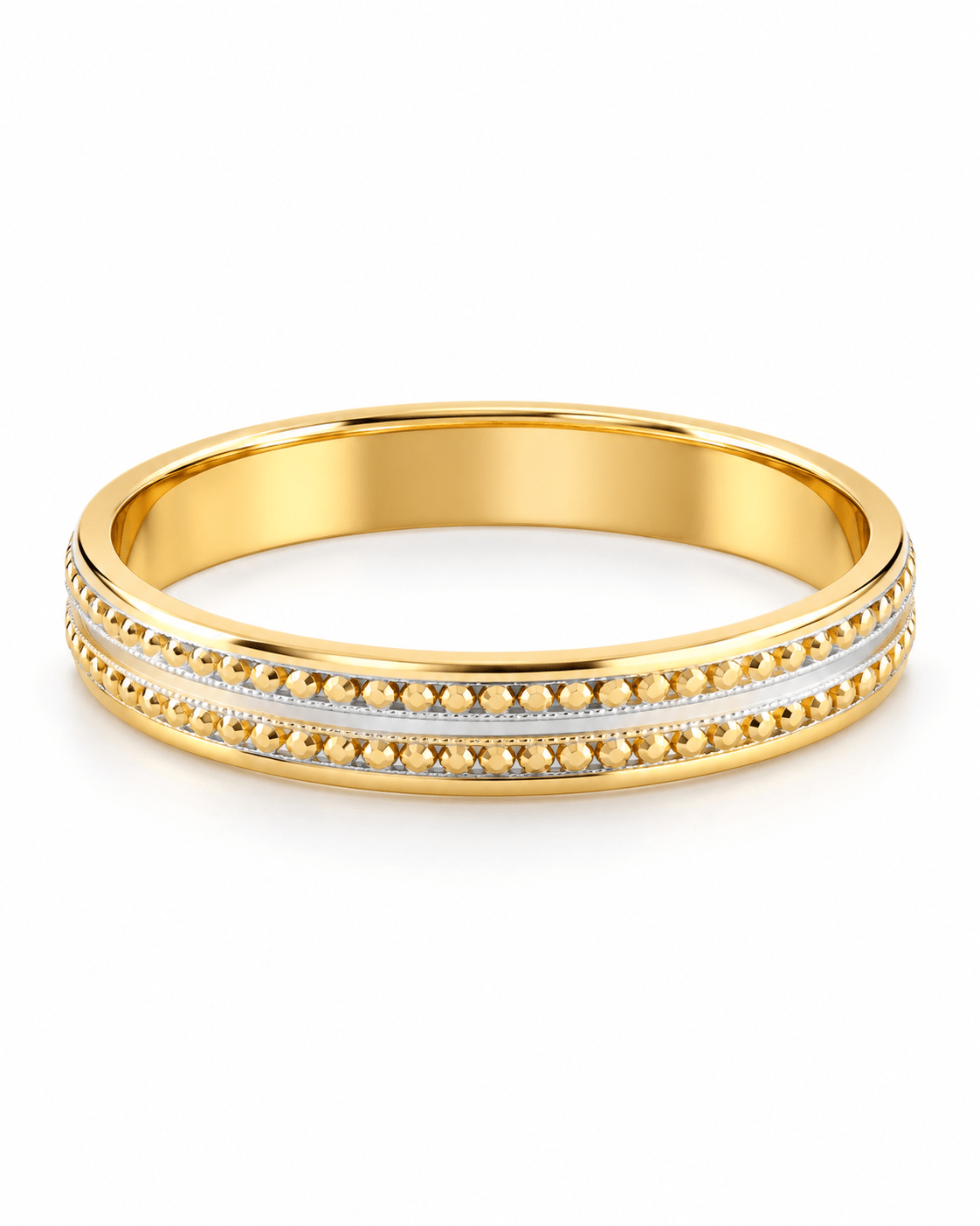 Slim Two-Tone Milgrain Accent Band - Kakadia Jewels