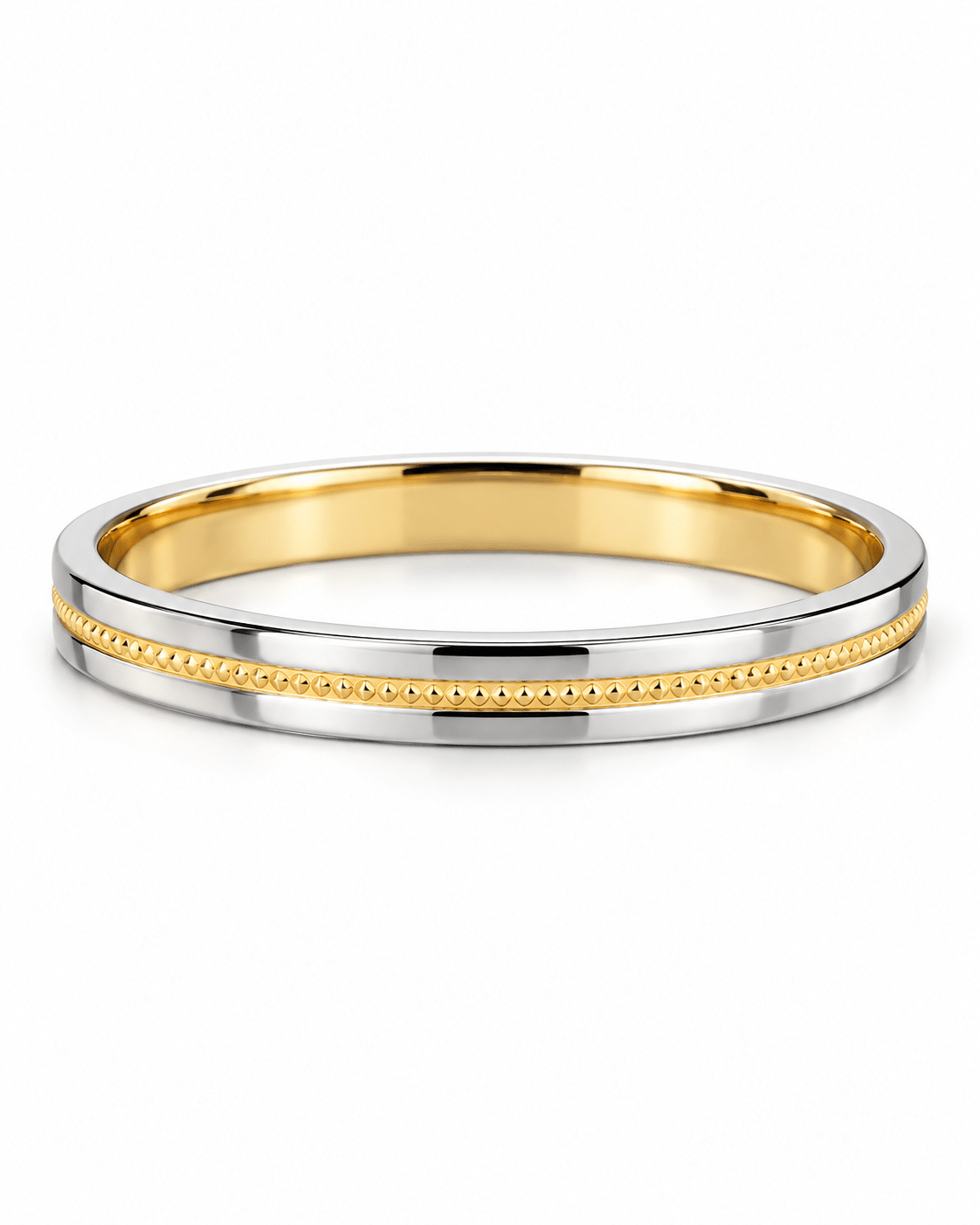 Two-Tone Beaded Center Men’s Band - Kakadia Jewels