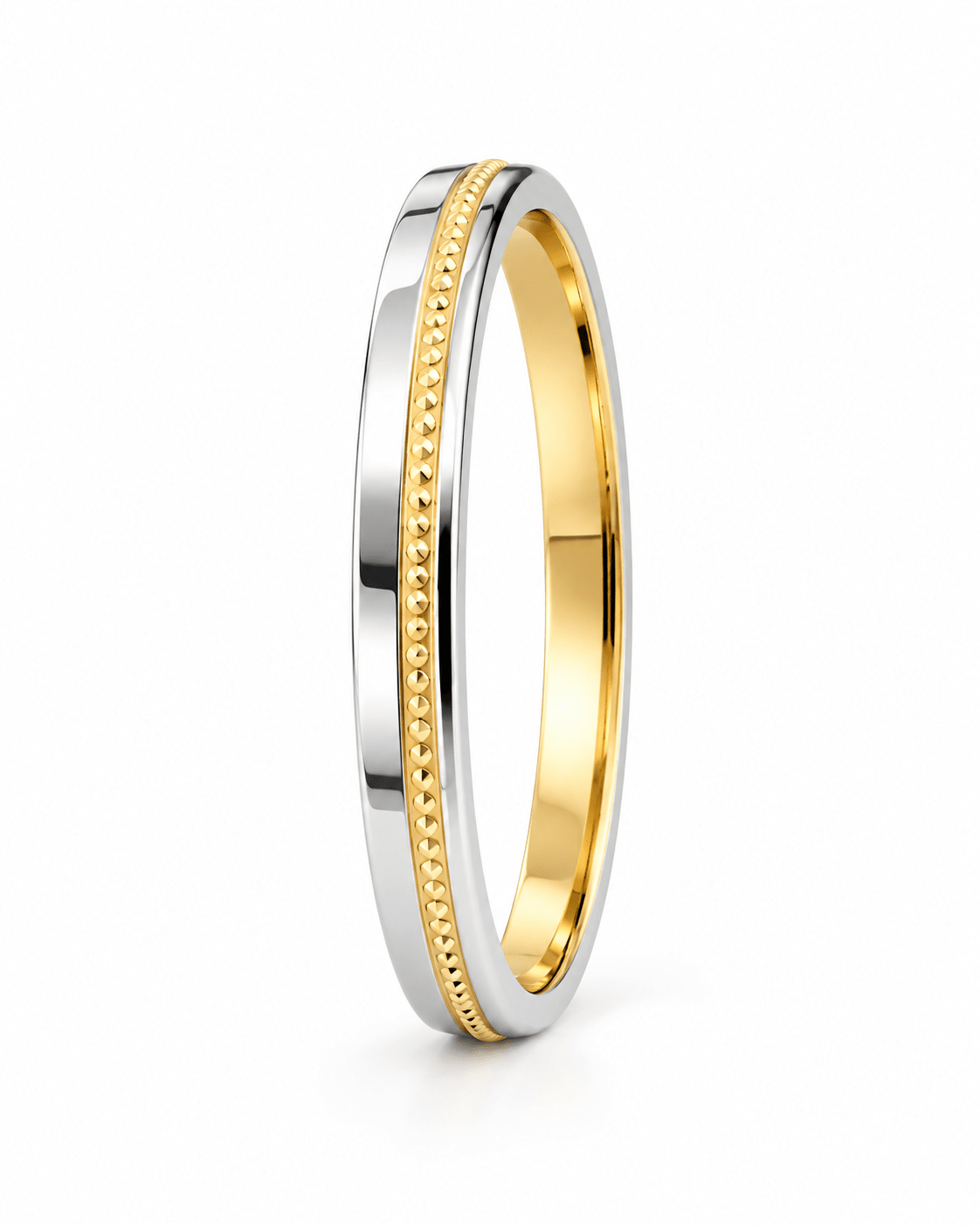 Two-Tone Beaded Center Men’s Band - Kakadia Jewels