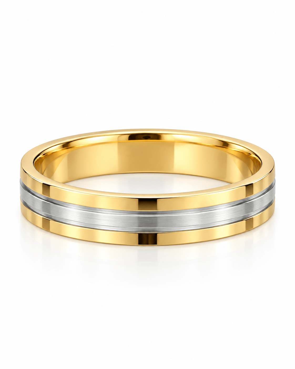Two-Tone Brushed Center Men’s Band - Kakadia Jewels