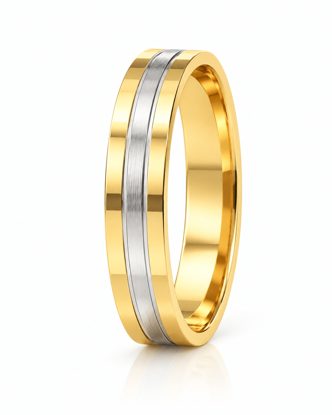 Two-Tone Brushed Center Men’s Band - Kakadia Jewels