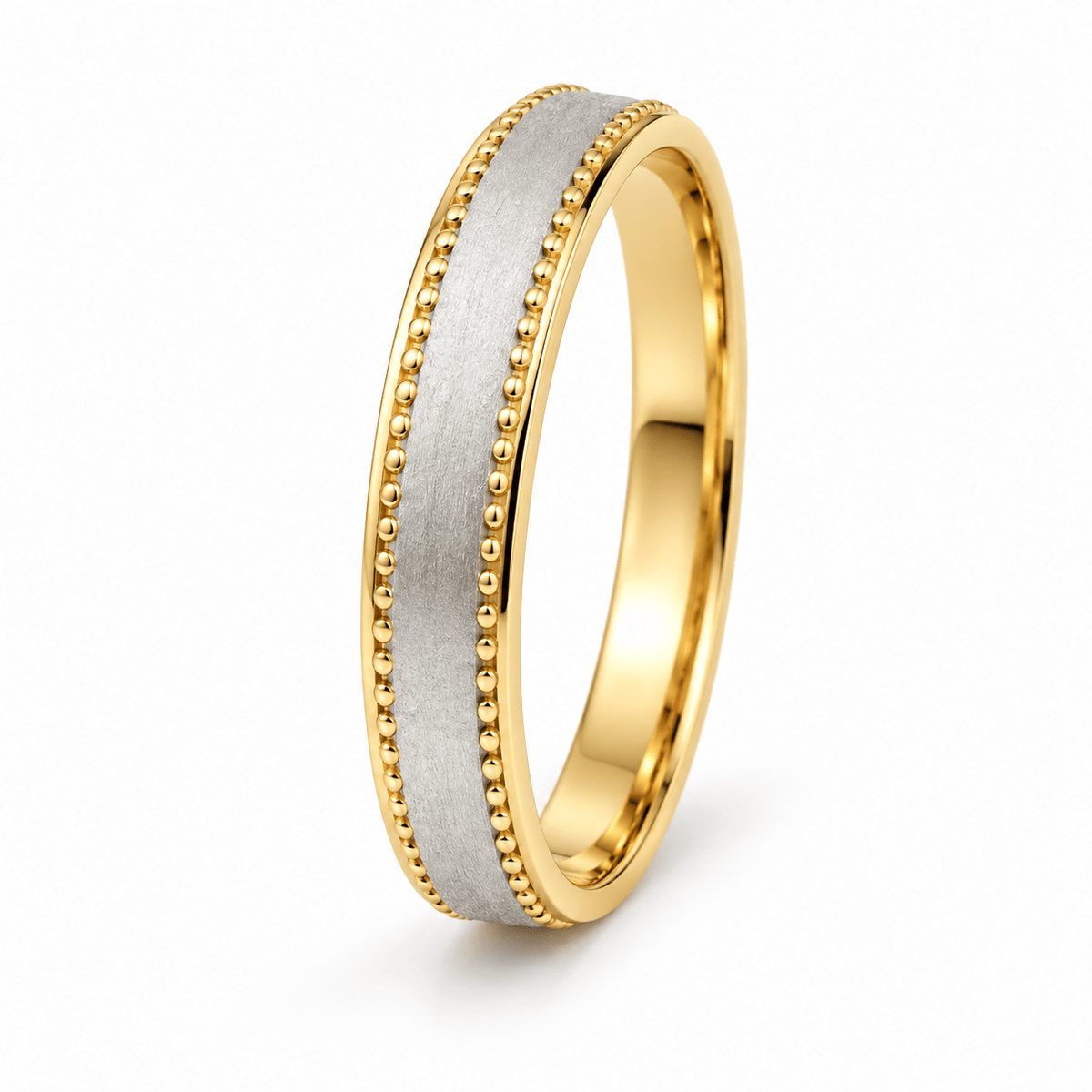 Two-Tone Satin Center Milgrain Men’s Band - Kakadia Jewels