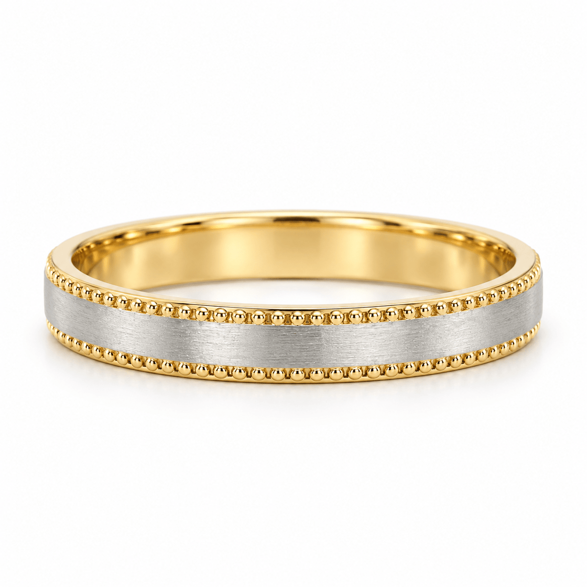 Two-Tone Satin Center Milgrain Men’s Band - Kakadia Jewels