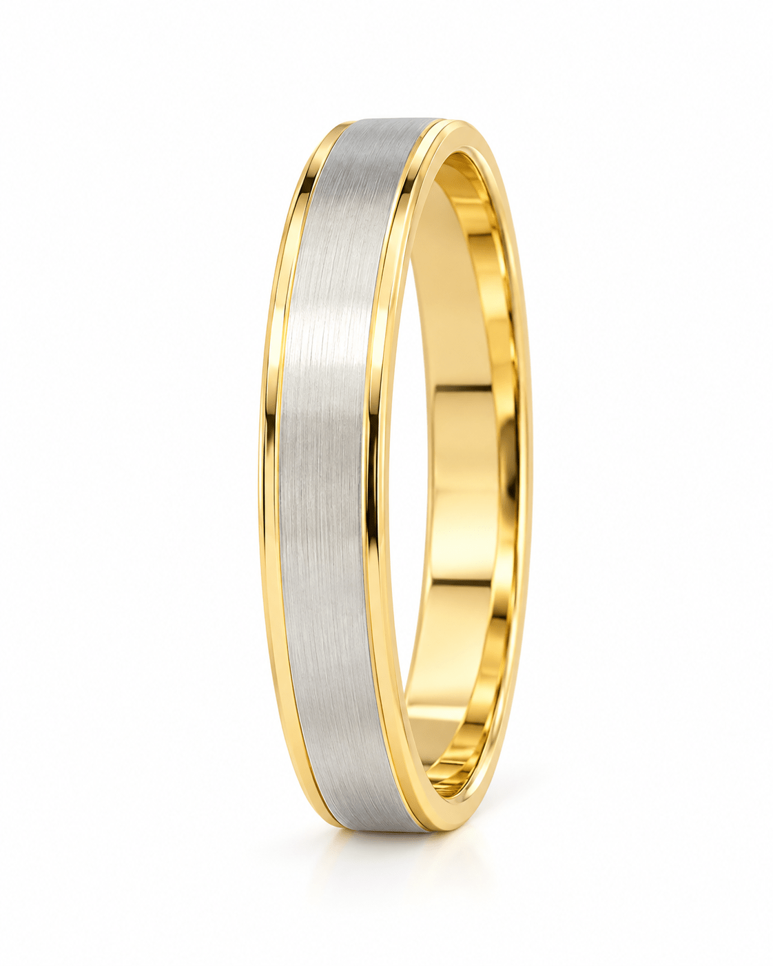 Wide Two-Tone Brushed Center Men’s Band - Kakadia Jewels