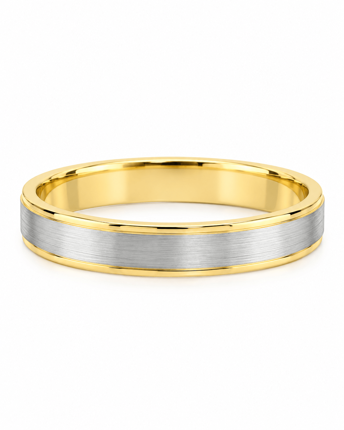 Wide Two-Tone Brushed Center Men’s Band - Kakadia Jewels
