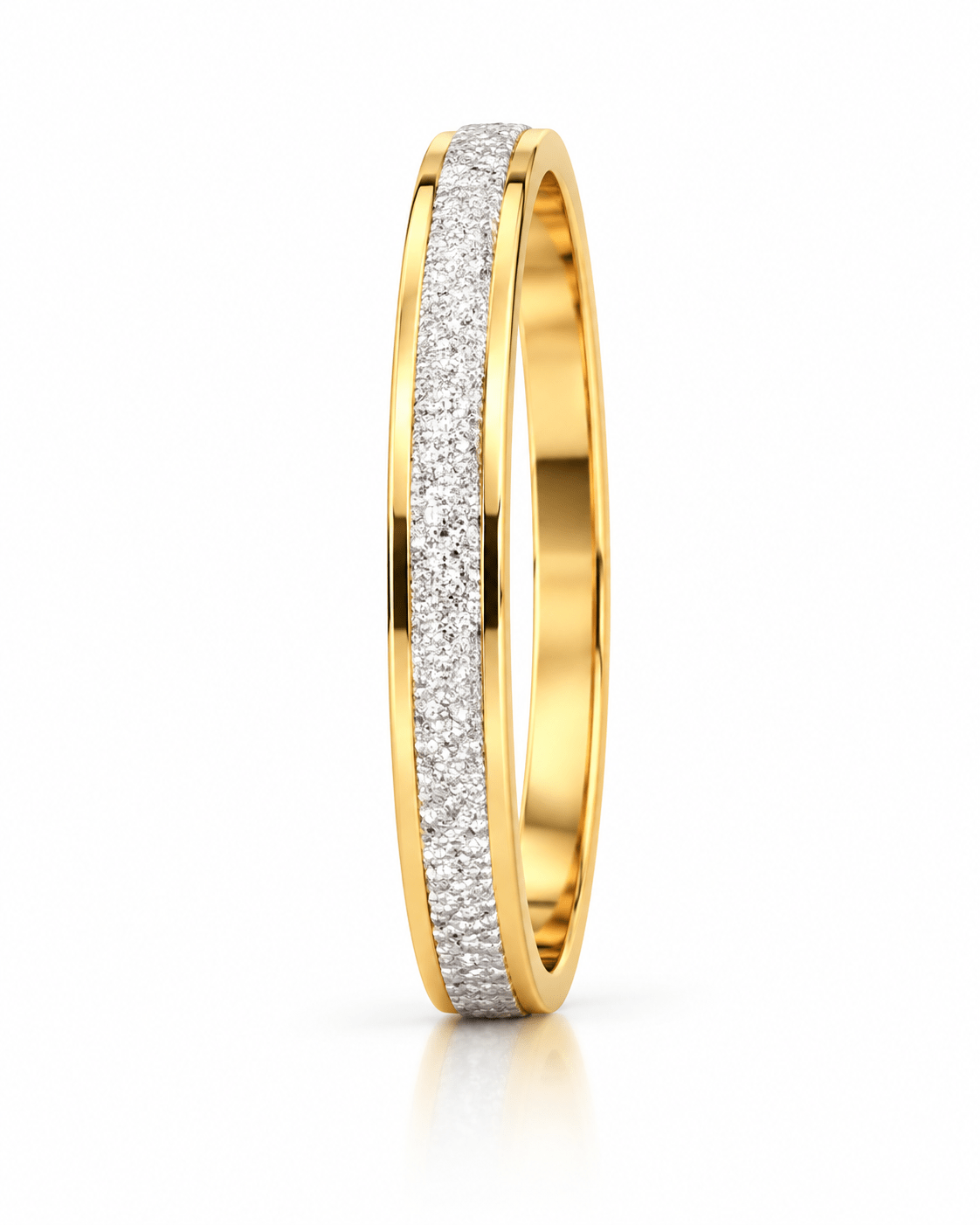 Yellow Gold Band with Sparkling White Center - Kakadia Jewels