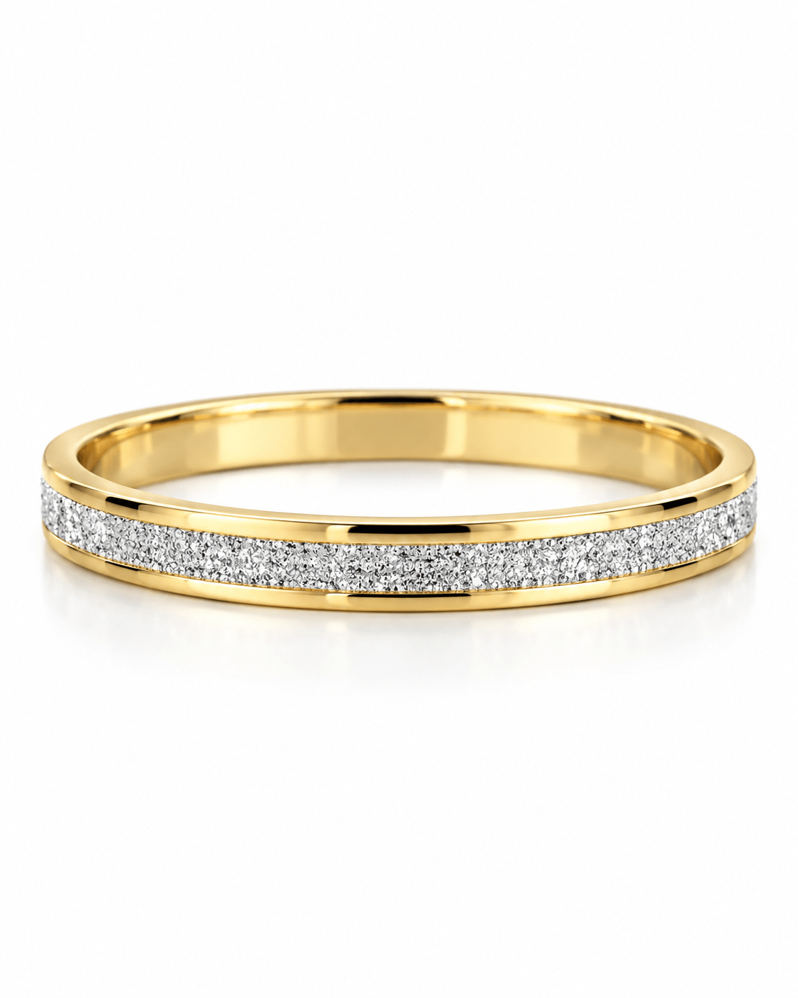 Yellow Gold Band with Sparkling White Center - Kakadia Jewels